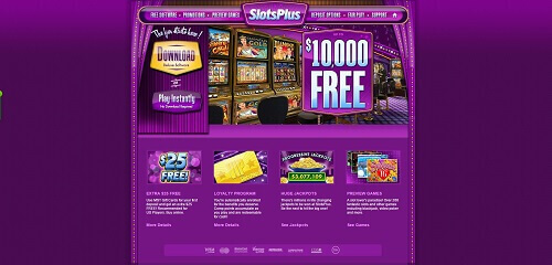 Page d'accueil du casino en ligne Slots Plus France
