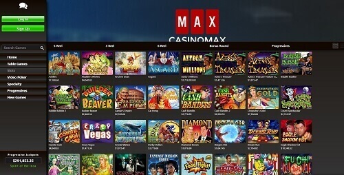 Sélection de jeux sur Casino Max