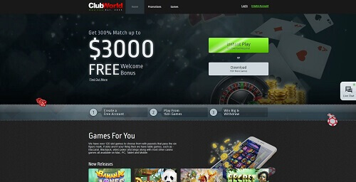 Revue du Casino Club World-Page d'accueil