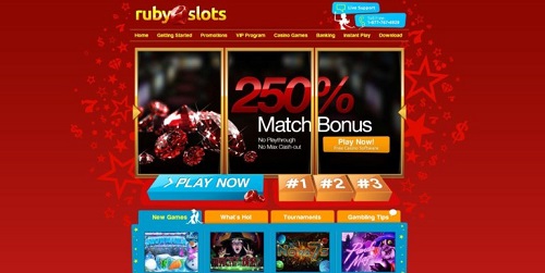 Page d'Accueil du Casino Ruby Slots